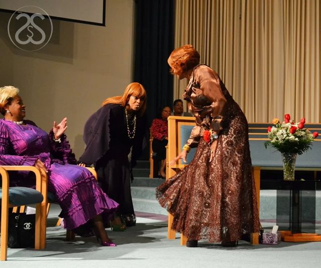 Dorinda Clark-Cole on stage during SMAC